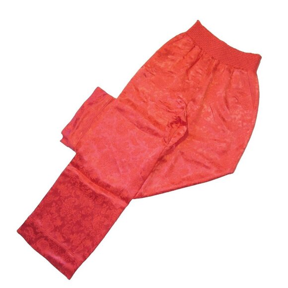 NWT Alice + Olivia Willis in Bright Coral Pajama Patterned Jacquard Pants S - Picture 2 of 7